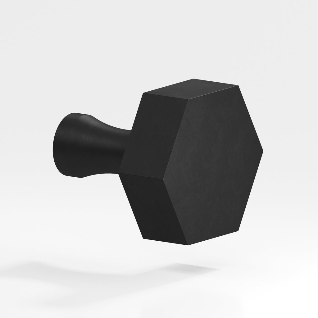 Colonial Bronze Series 130 1" Hexagonal Cabinet Knob With Flared Post Matte Satin Black / 1"
