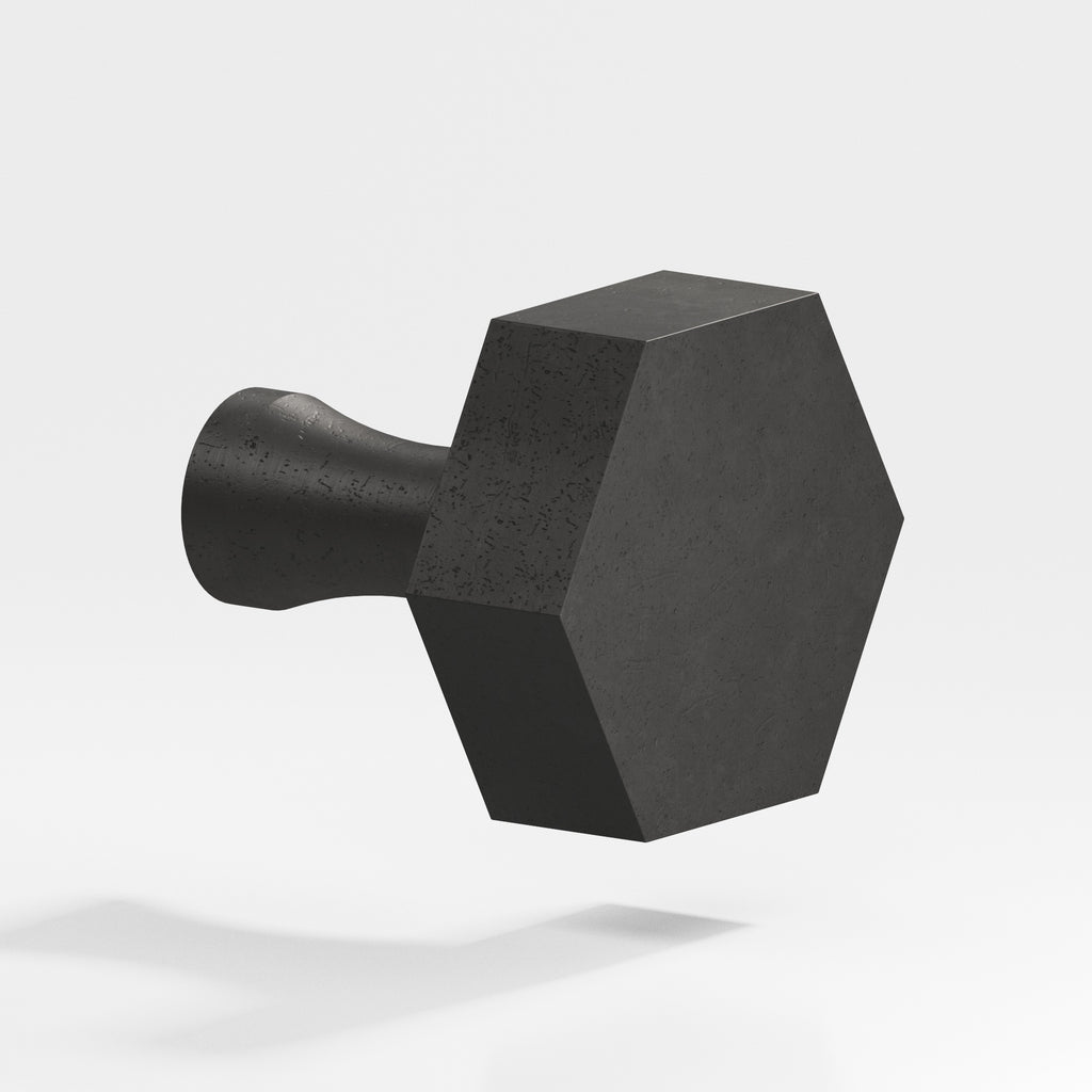 Colonial Bronze Series 130 1" Hexagonal Cabinet Knob With Flared Post Distressed Satin Black / 1"