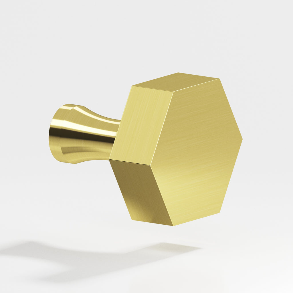 Colonial Bronze Series 130 1" Hexagonal Cabinet Knob With Flared Post Unlacquered Polished Brass / 1"