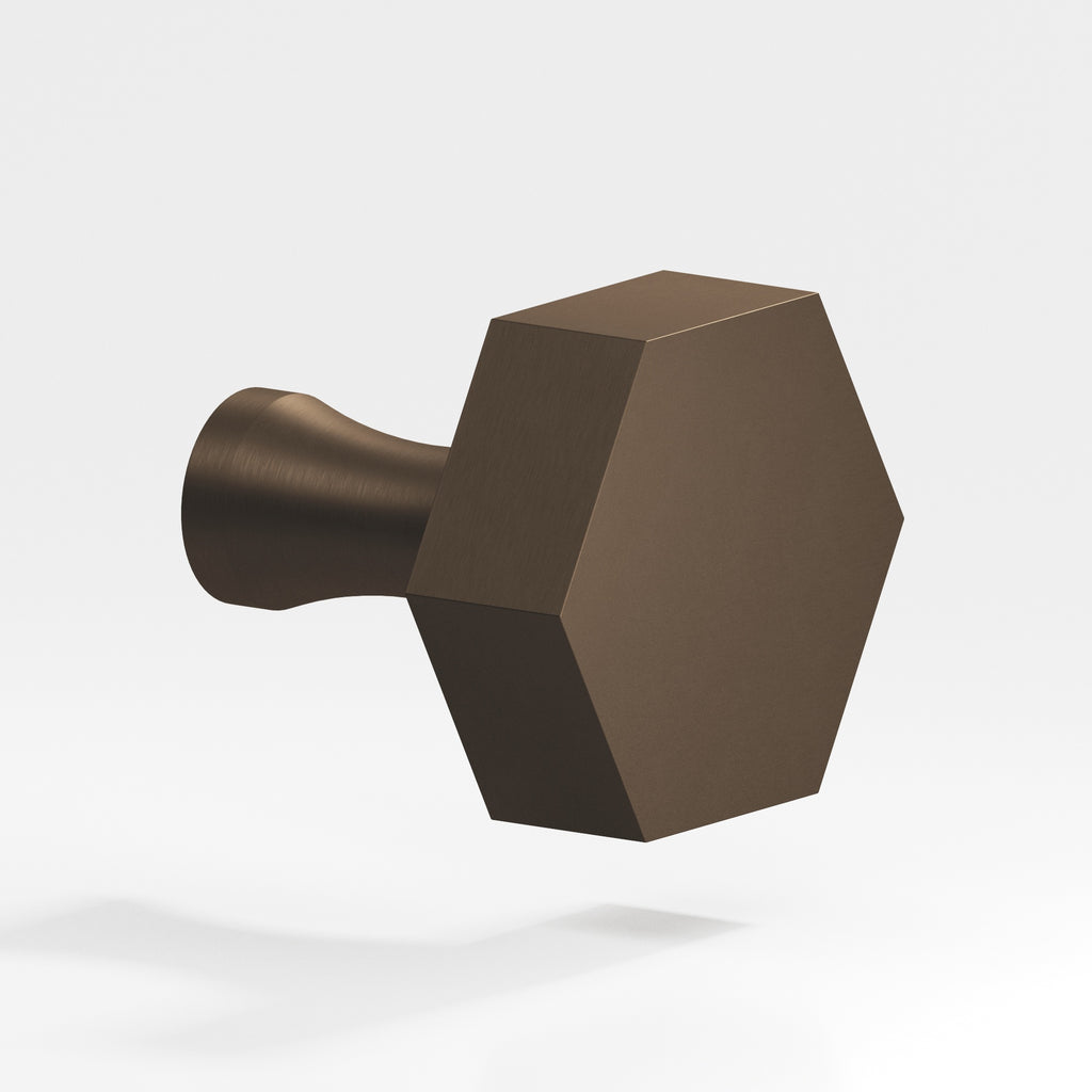 Colonial Bronze Series 130 1" Hexagonal Cabinet Knob With Flared Post Heritage Bronze / 1"