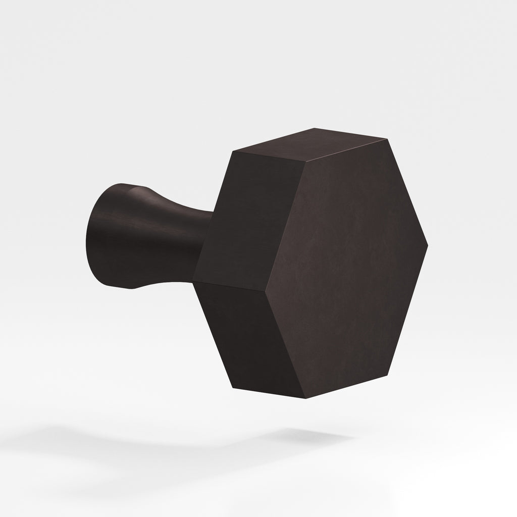 Colonial Bronze Series 130 1" Hexagonal Cabinet Knob With Flared Post Matte Dark Statuary Bronze / 1"