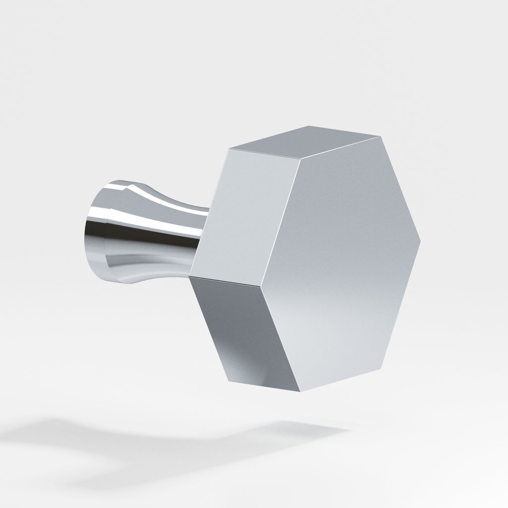 Colonial Bronze Series 130 1" Hexagonal Cabinet Knob With Flared Post Polished Chrome / 1"