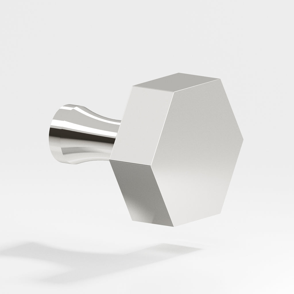 Colonial Bronze Series 130 1" Hexagonal Cabinet Knob With Flared Post Polished Nickel / 1"