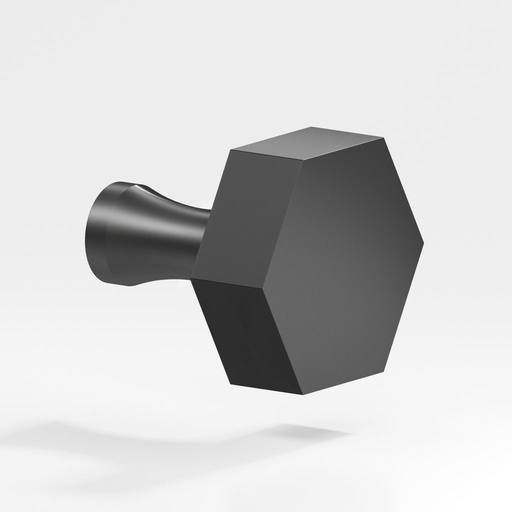 Colonial Bronze Series 130 1" Hexagonal Cabinet Knob With Flared Post Matte Graphite / 1"