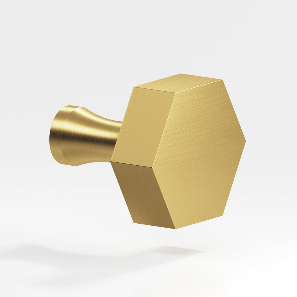 Colonial Bronze Series 130 1" Hexagonal Cabinet Knob With Flared Post Unlacquered Satin Brass / 1"