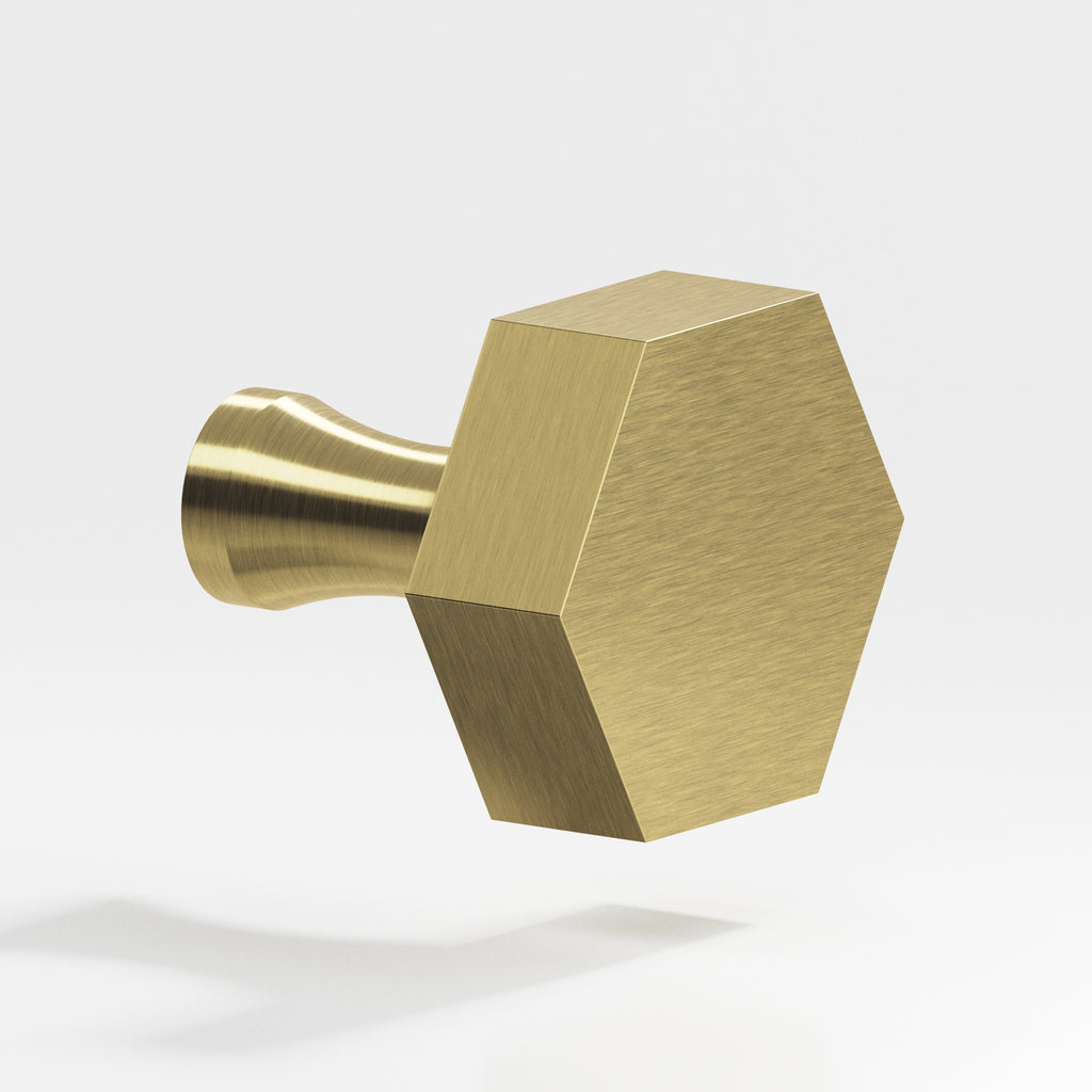 Colonial Bronze Series 130 1" Hexagonal Cabinet Knob With Flared Post Antique Brass / 1"