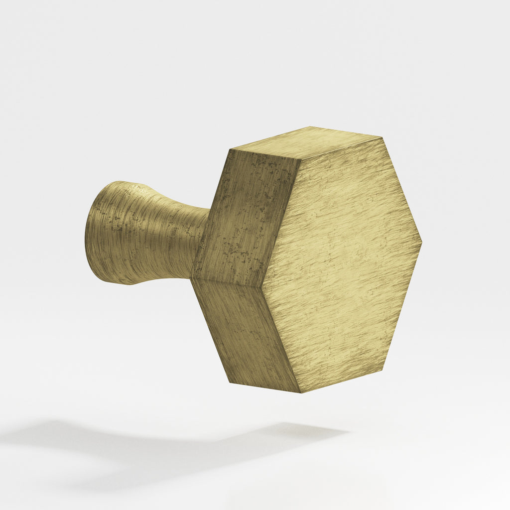 Colonial Bronze Series 130 1" Hexagonal Cabinet Knob With Flared Post Distressed Antique Brass / 1"