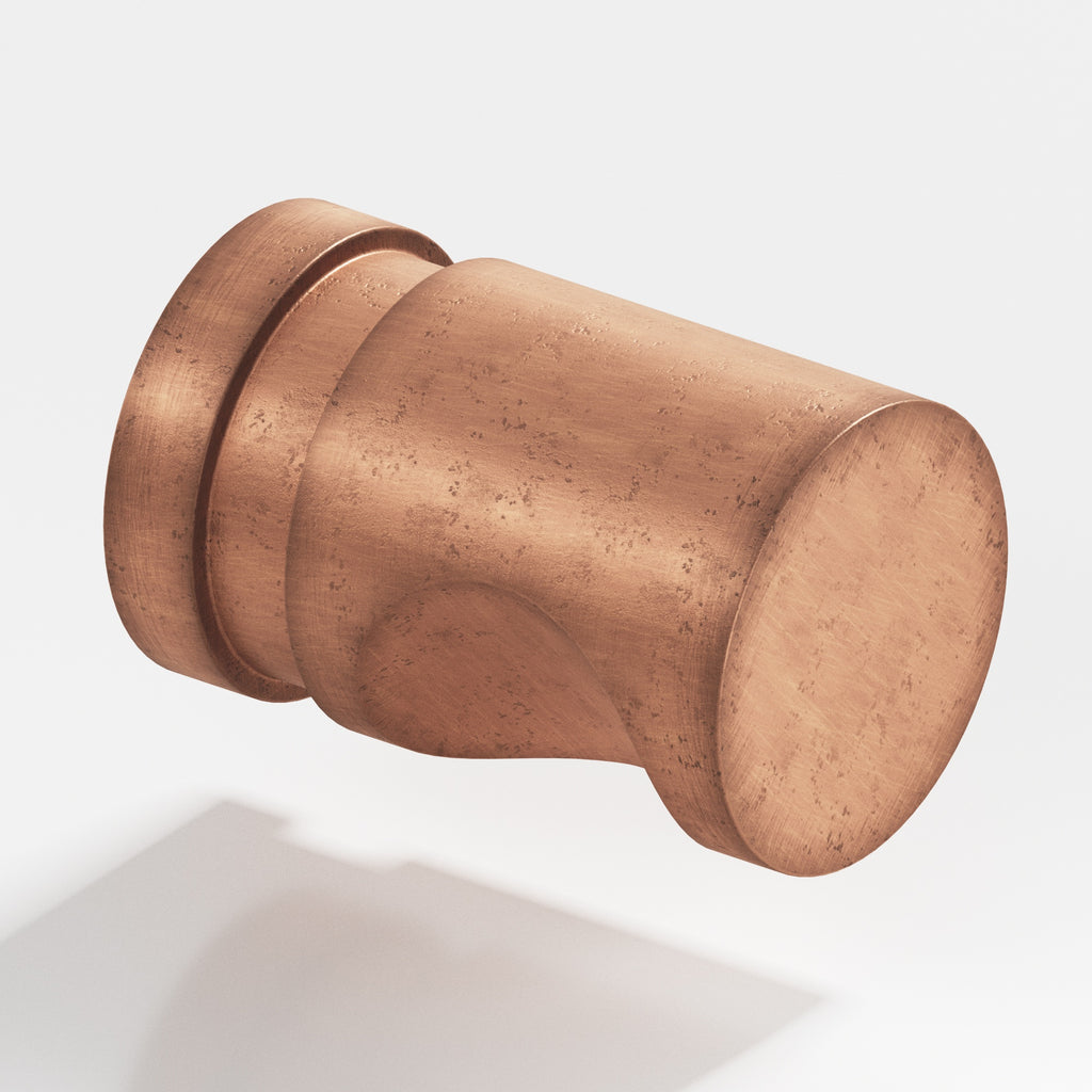 Colonial Bronze Series 143 1" Round Grooved Cabinet Knob Back-To-Back Shower Kit Distressed Antique Copper / 1"