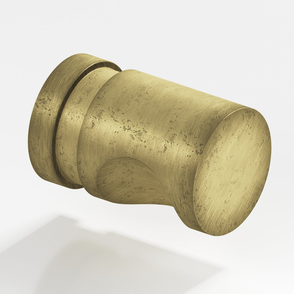 Colonial Bronze Series 142 .75" Round Grooved Cabinet Knob Back-To-Back Shower Kit Distressed Antique Brass / .75"