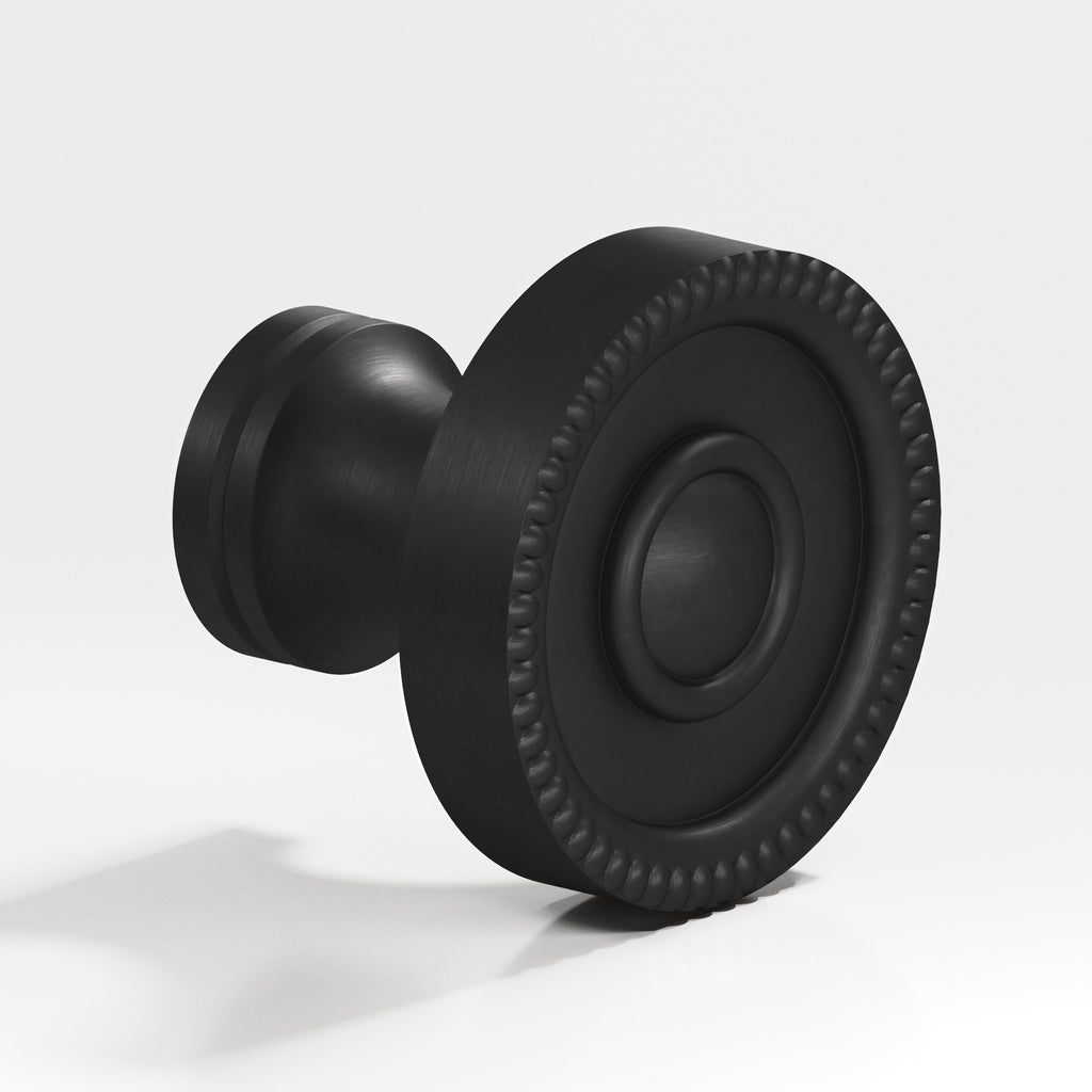 Colonial Bronze Series 174 1.25" Round Beaded Cabinet Knob Back-To-Back Shower Kit Matte Satin Black / 1.25"