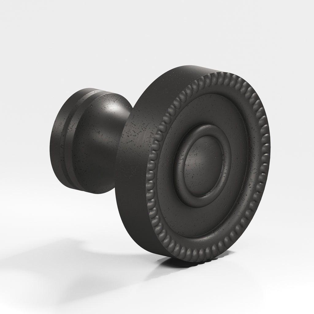 Colonial Bronze Series 173 1.125" Round Beaded Cabinet Knob Distressed Satin Black / 1.125"