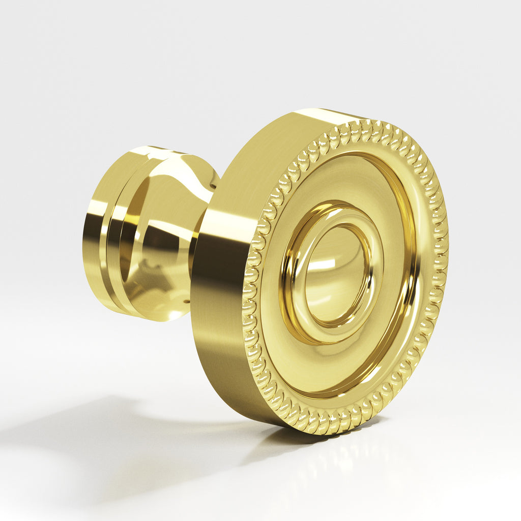 Colonial Bronze Series 173 1.125" Round Beaded Cabinet Knob Unlacquered Polished Brass / 1.125"