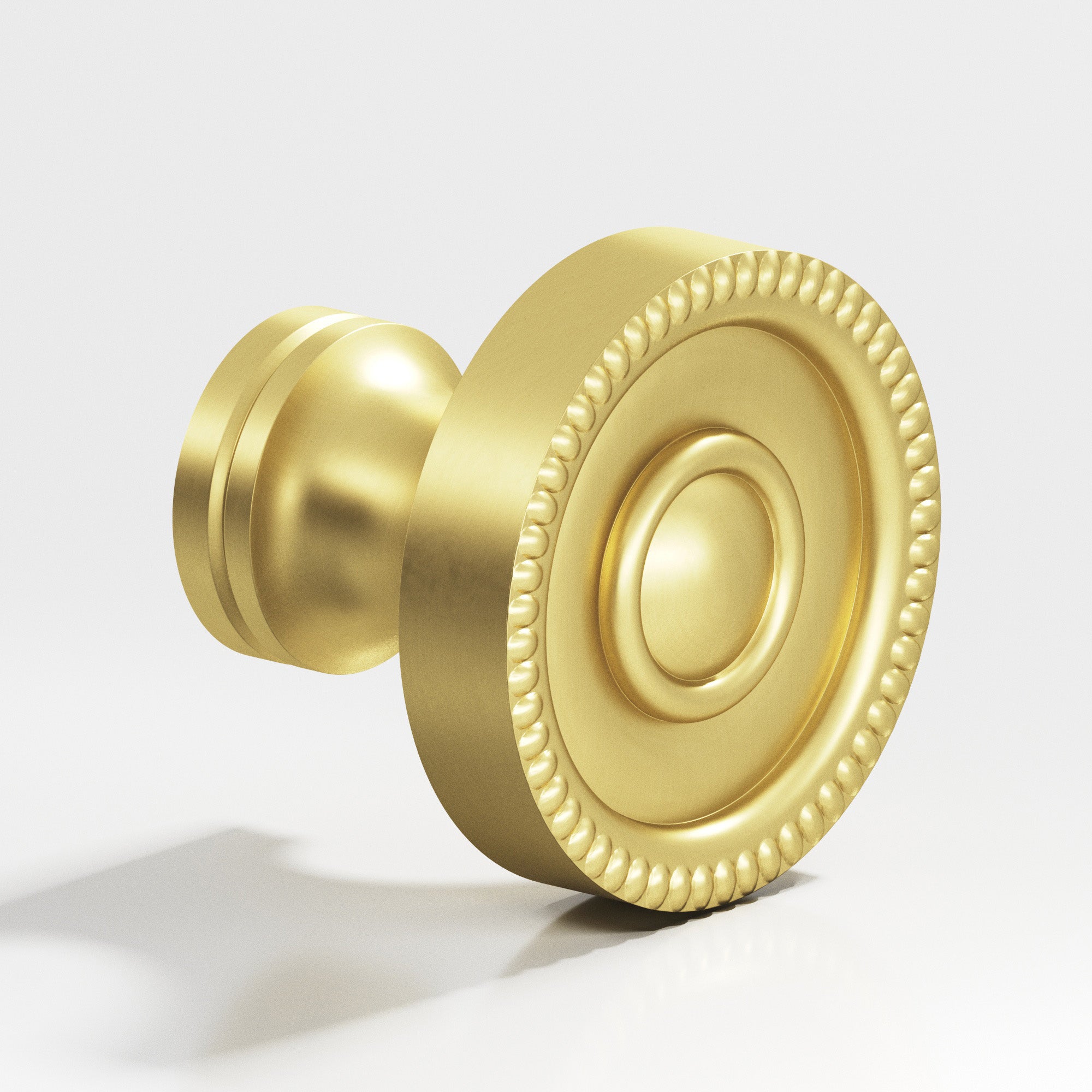 Colonial Bronze Series 174 1.25" Round Beaded Cabinet Knob Back-To-Back Shower Kit Matte Satin Brass / 1.25"