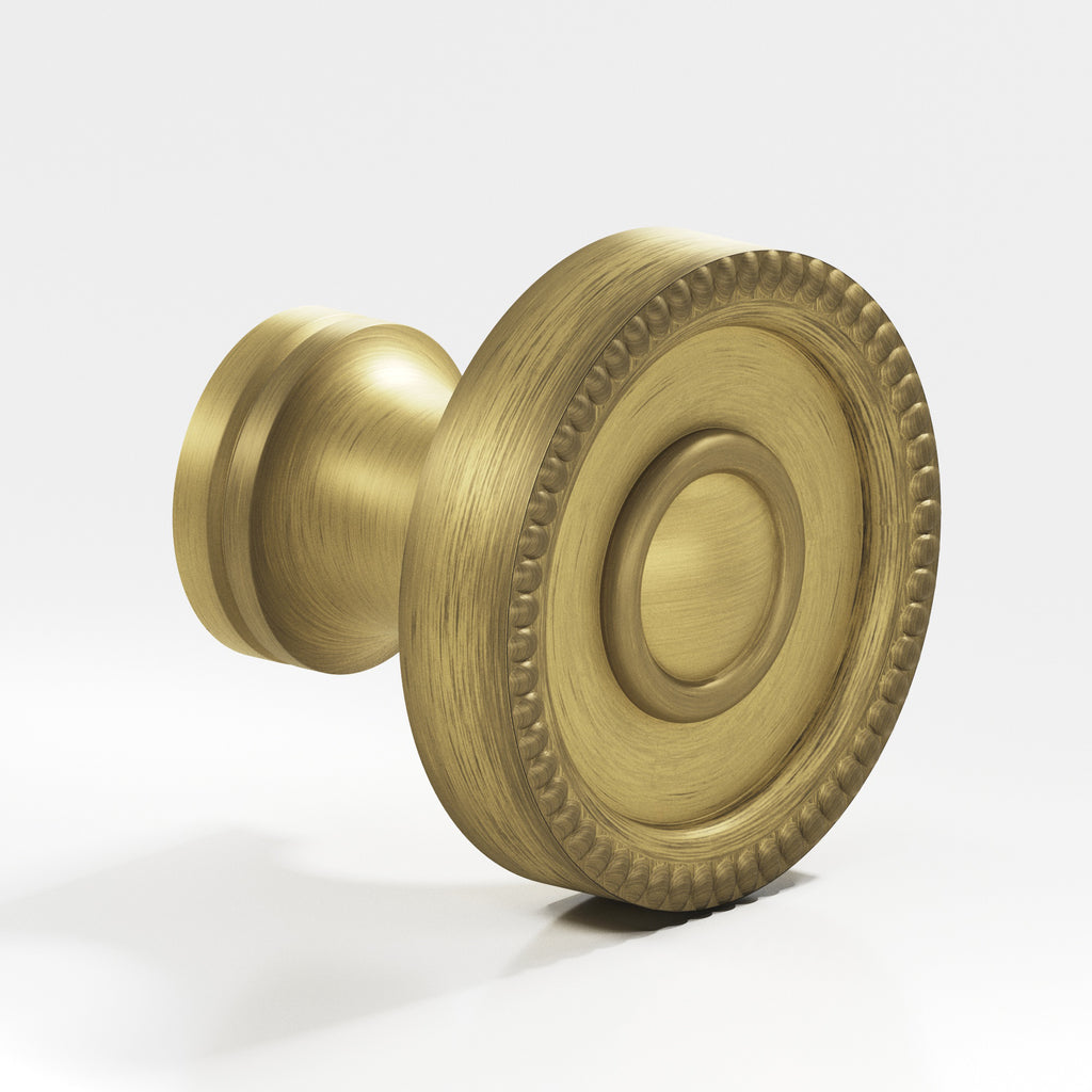 Colonial Bronze Series 173 1.125" Round Beaded Cabinet Knob Matte Antique Satin Brass / 1.125"