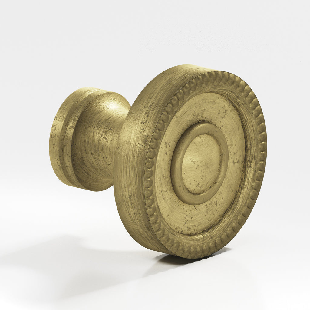Colonial Bronze Series 173 1.125" Round Beaded Cabinet Knob Distressed Antique Brass / 1.125"