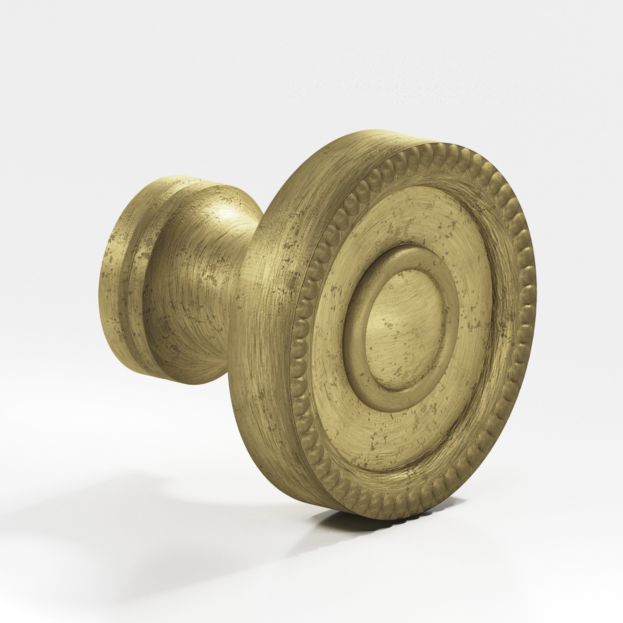 Colonial Bronze Series 174 1.25" Round Beaded Cabinet Knob Back-To-Back Shower Kit Distressed Antique Brass / 1.25"