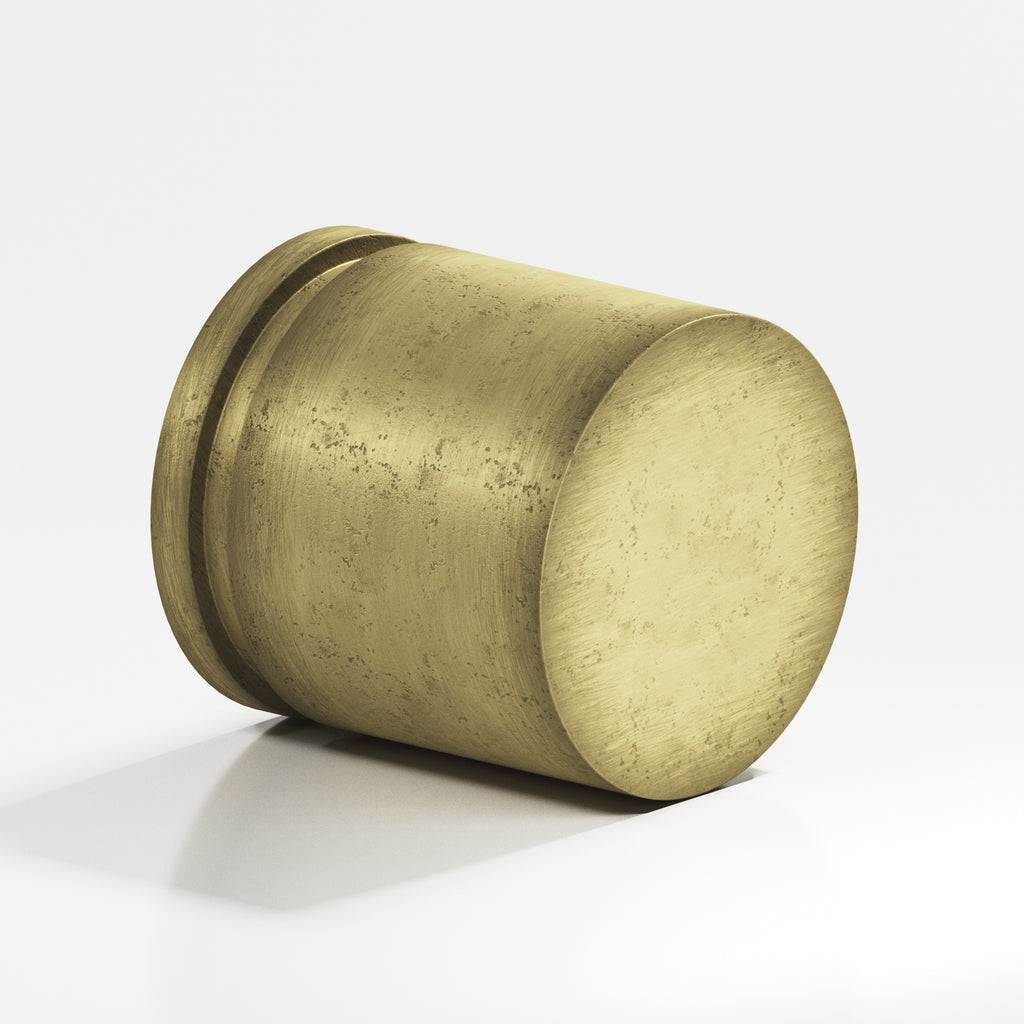 Colonial Bronze Series 186 1" Round Grooved Cabinet Knob Distressed Antique Brass / 1"