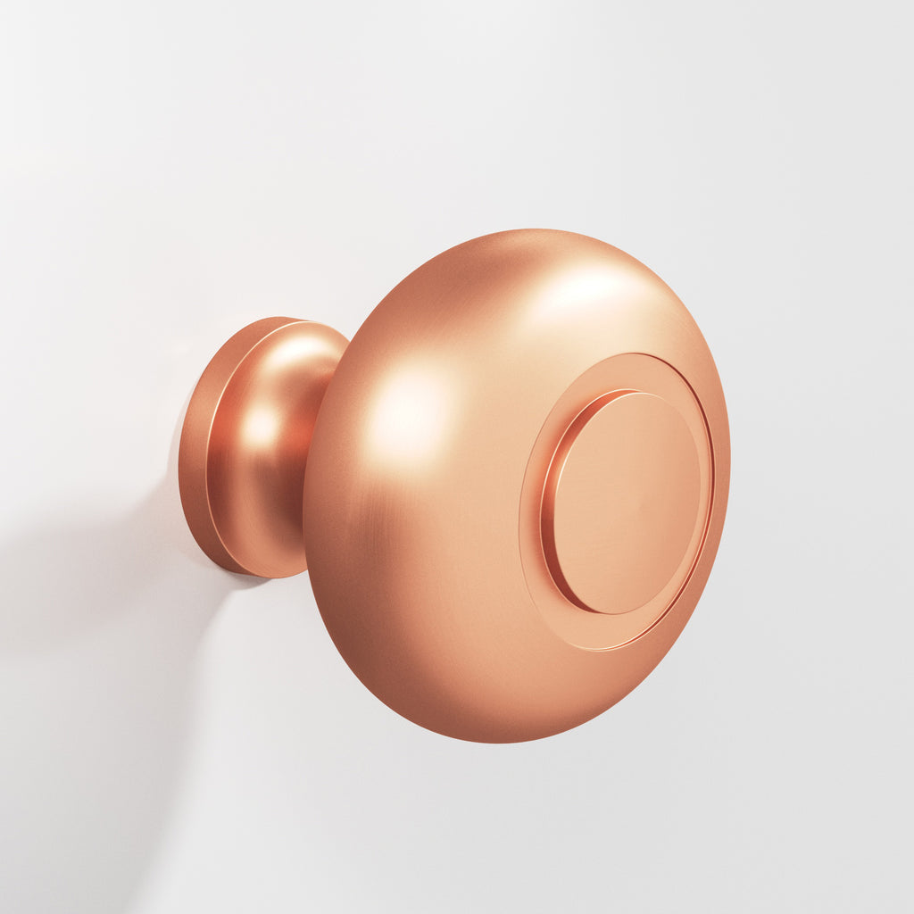 Colonial Bronze Series 1920 1.25" Round Grooved Cabinet Knob Back-To-Back Shower Kit Matte Satin Copper / 1.25"