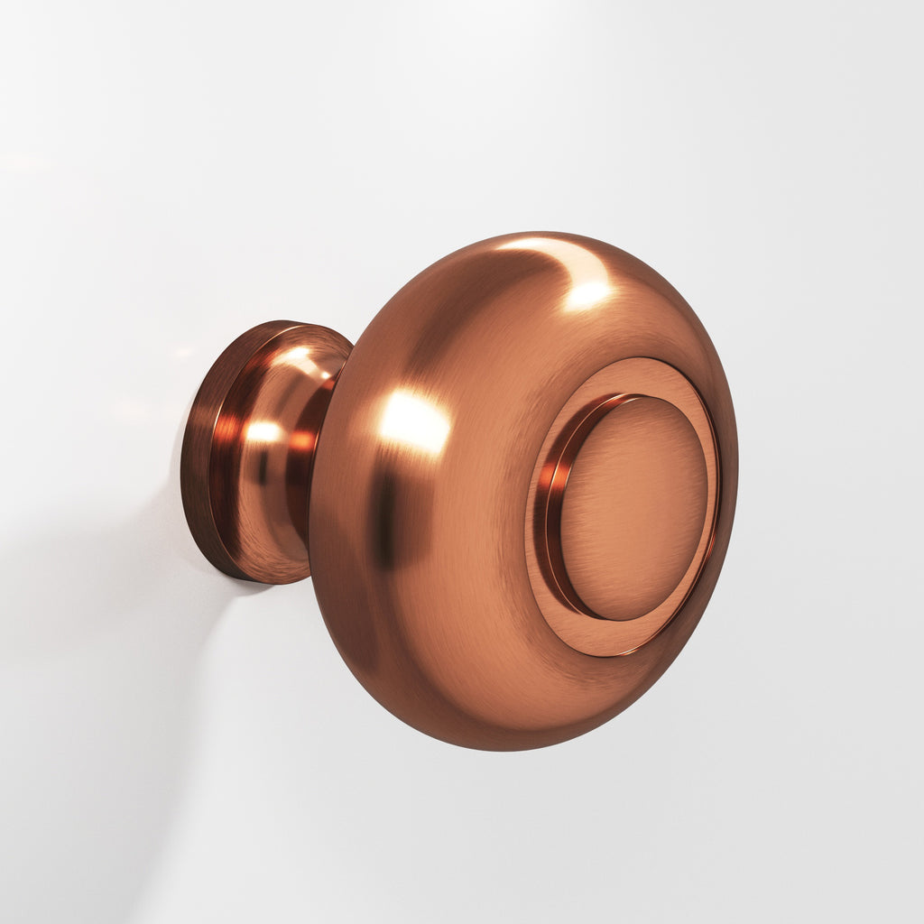 Colonial Bronze Series 1920 1.25" Round Grooved Cabinet Knob Back-To-Back Shower Kit Antique Copper / 1.25"