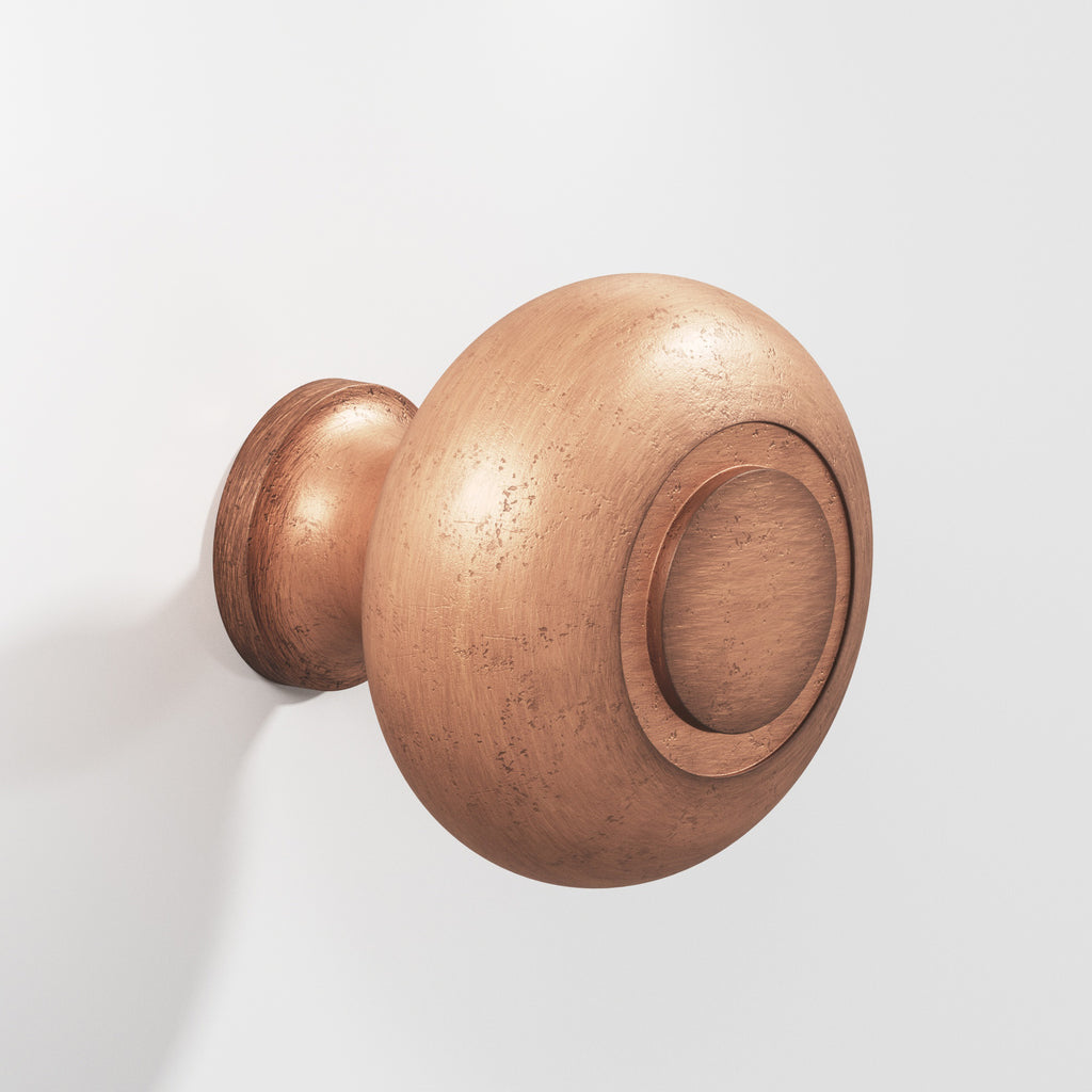 Colonial Bronze Series 1920 1.25" Round Grooved Cabinet Knob Back-To-Back Shower Kit Distressed Antique Copper / 1.25"