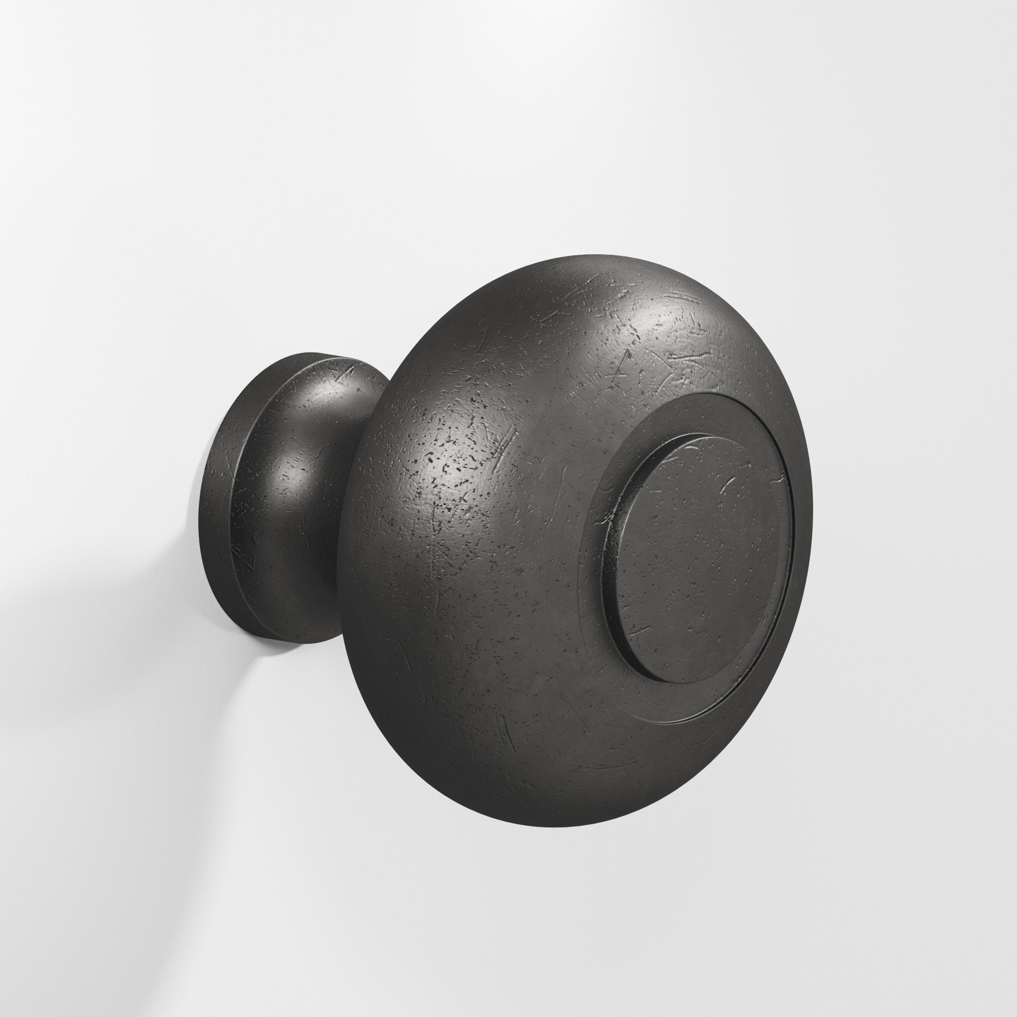Colonial Bronze Series 1920 1.25" Round Grooved Cabinet Knob Back-To-Back Shower Kit Distressed Satin Black / 1.25"