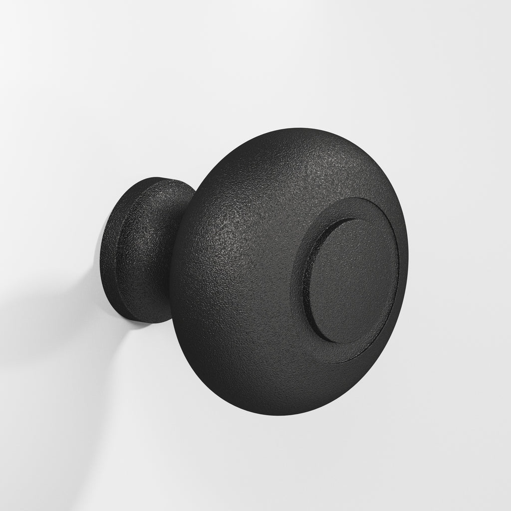 Colonial Bronze Series 1930 1.5" Round Grooved Cabinet Knob Back-To-Back Shower Kit Frost Black™ / 1.5"