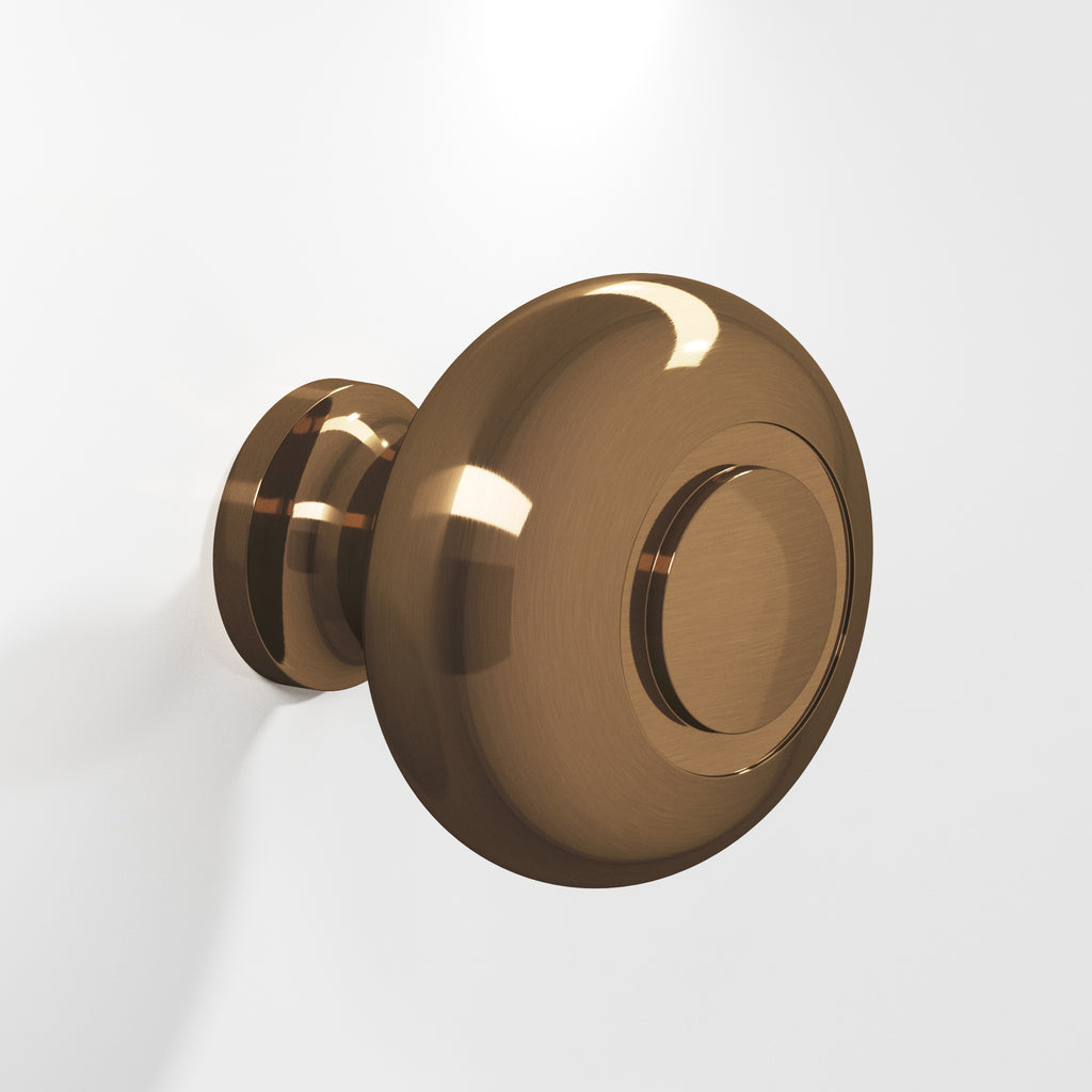 Colonial Bronze Series 1920 1.25" Round Grooved Cabinet Knob Back-To-Back Shower Kit Light Statuary Bronze / 1.25"