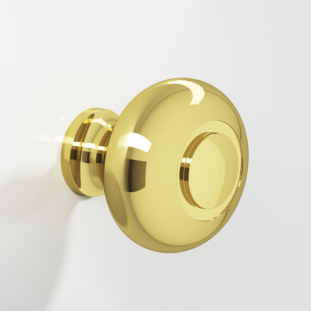 Colonial Bronze Series 1930 1.5" Round Grooved Cabinet Knob Back-To-Back Shower Kit Unlacquered Polished Brass / 1.5"