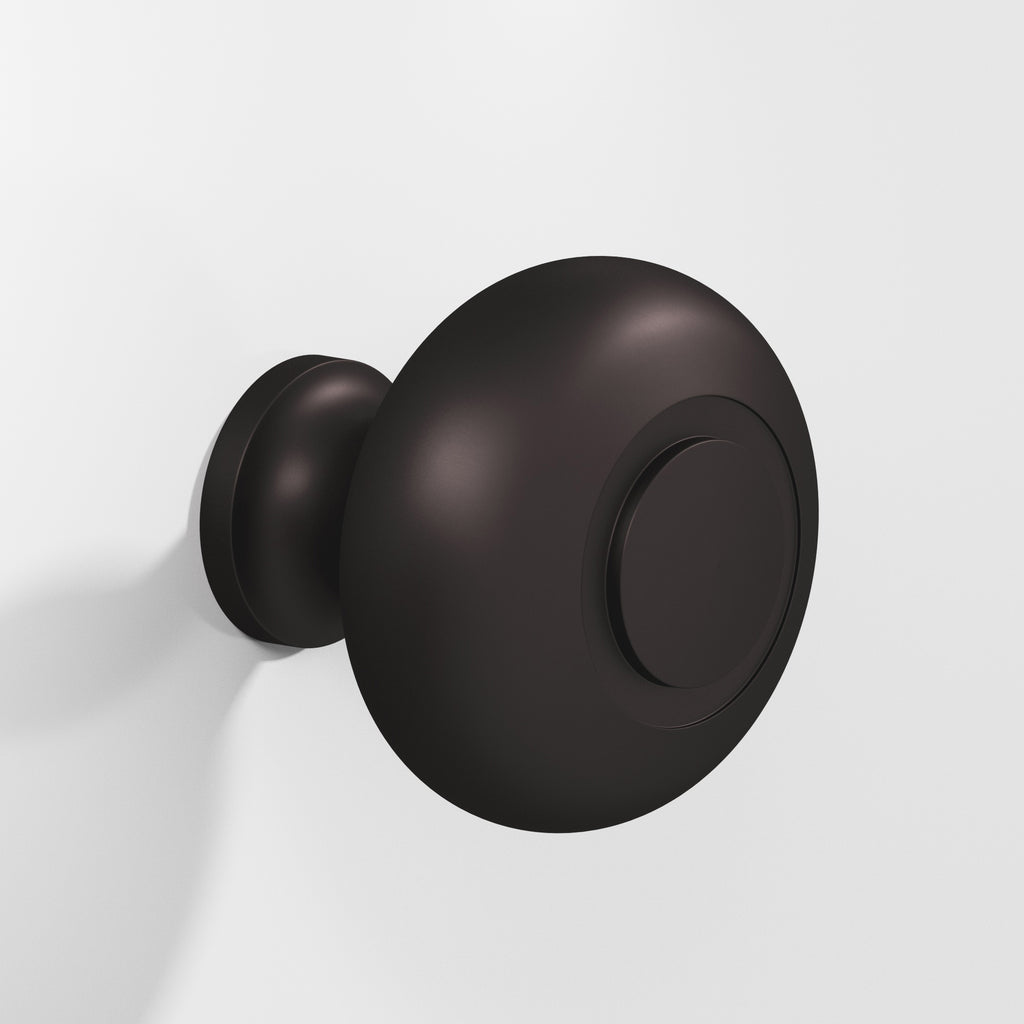 Colonial Bronze Series 1920 1.25" Round Grooved Cabinet Knob Back-To-Back Shower Kit Matte Dark Statuary Bronze / 1.25"