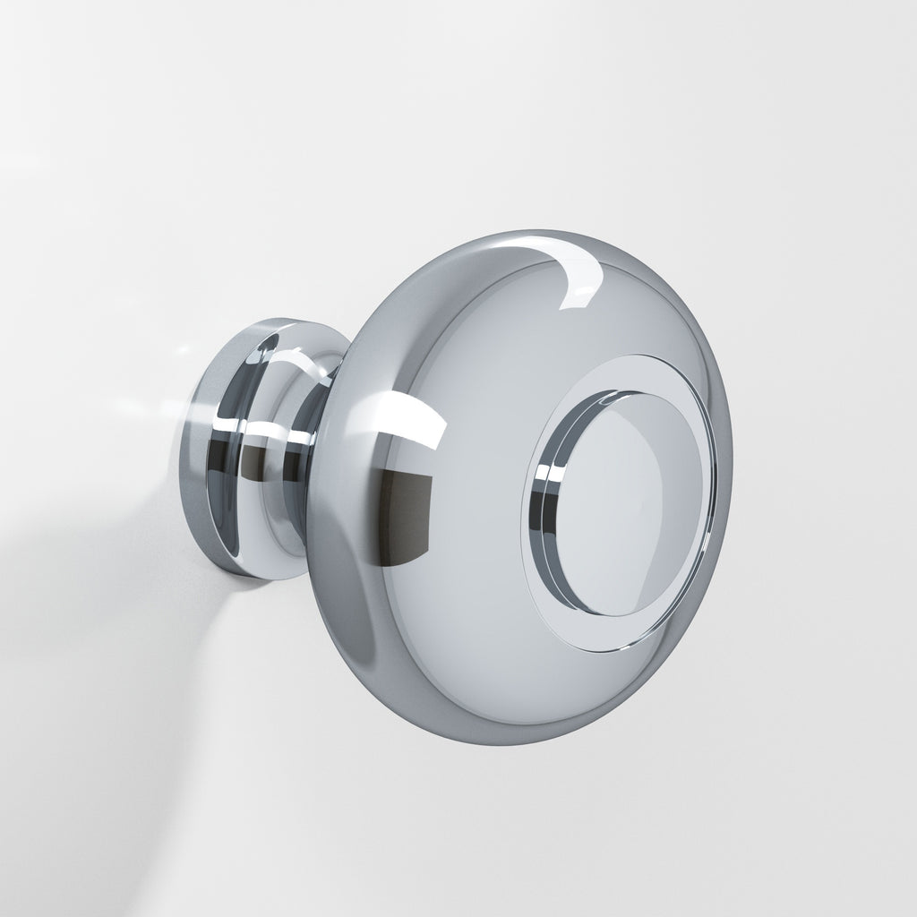 Colonial Bronze Series 1920 1.25" Round Grooved Cabinet Knob Back-To-Back Shower Kit Polished Chrome / 1.25"