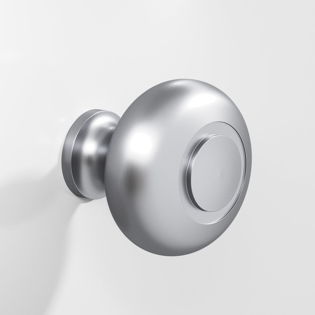 Colonial Bronze Series 1930 1.5" Round Grooved Cabinet Knob Back-To-Back Shower Kit Matte Satin Chrome / 1.5"