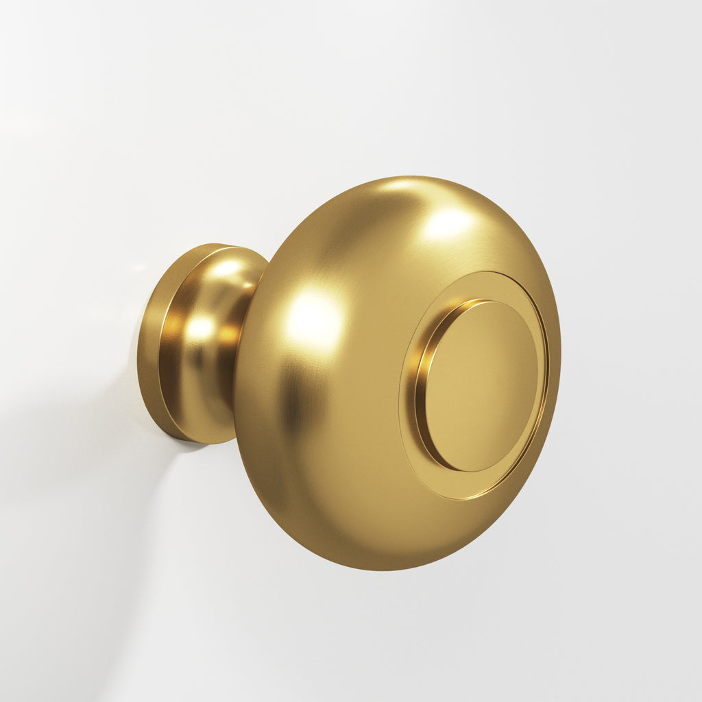 Colonial Bronze Series 1930 1.5" Round Grooved Cabinet Knob Back-To-Back Shower Kit Satin Brass / 1.5"