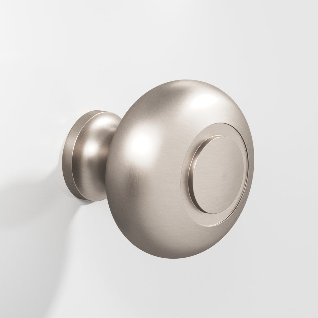 Colonial Bronze Series 1930 1.5" Round Grooved Cabinet Knob Back-To-Back Shower Kit Matte Satin Nickel / 1.5"