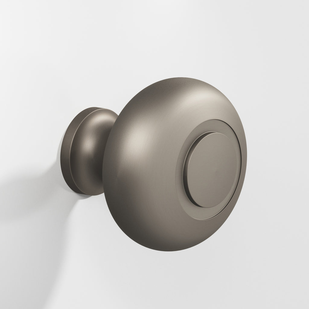 Colonial Bronze Series 1920 1.25" Round Grooved Cabinet Knob Back-To-Back Shower Kit Matte Pewter / 1.25"
