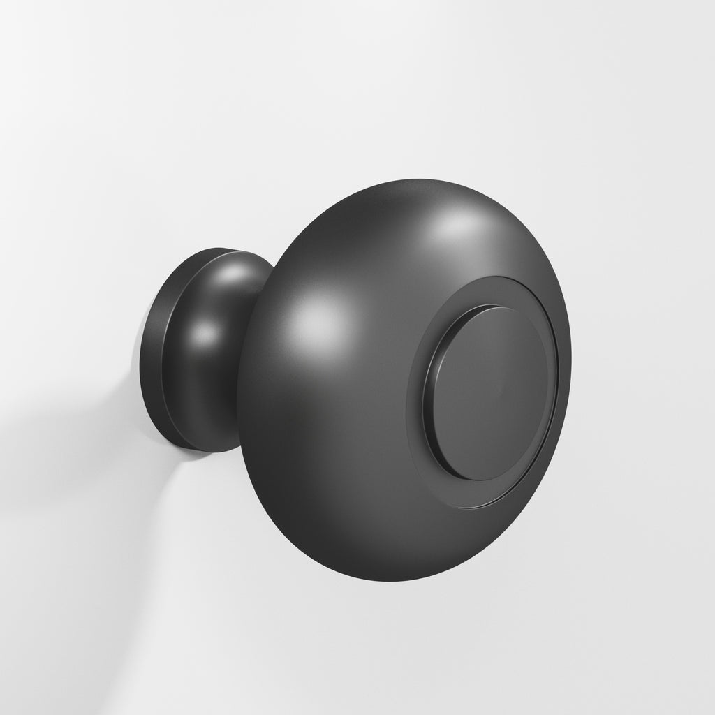 Colonial Bronze Series 1920 1.25" Round Grooved Cabinet Knob Back-To-Back Shower Kit Matte Graphite / 1.25"
