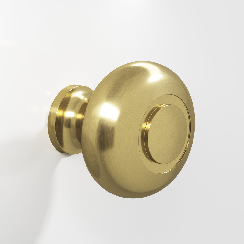 Colonial Bronze Series 1930 1.5" Round Grooved Cabinet Knob Back-To-Back Shower Kit Antique Brass / 1.5"