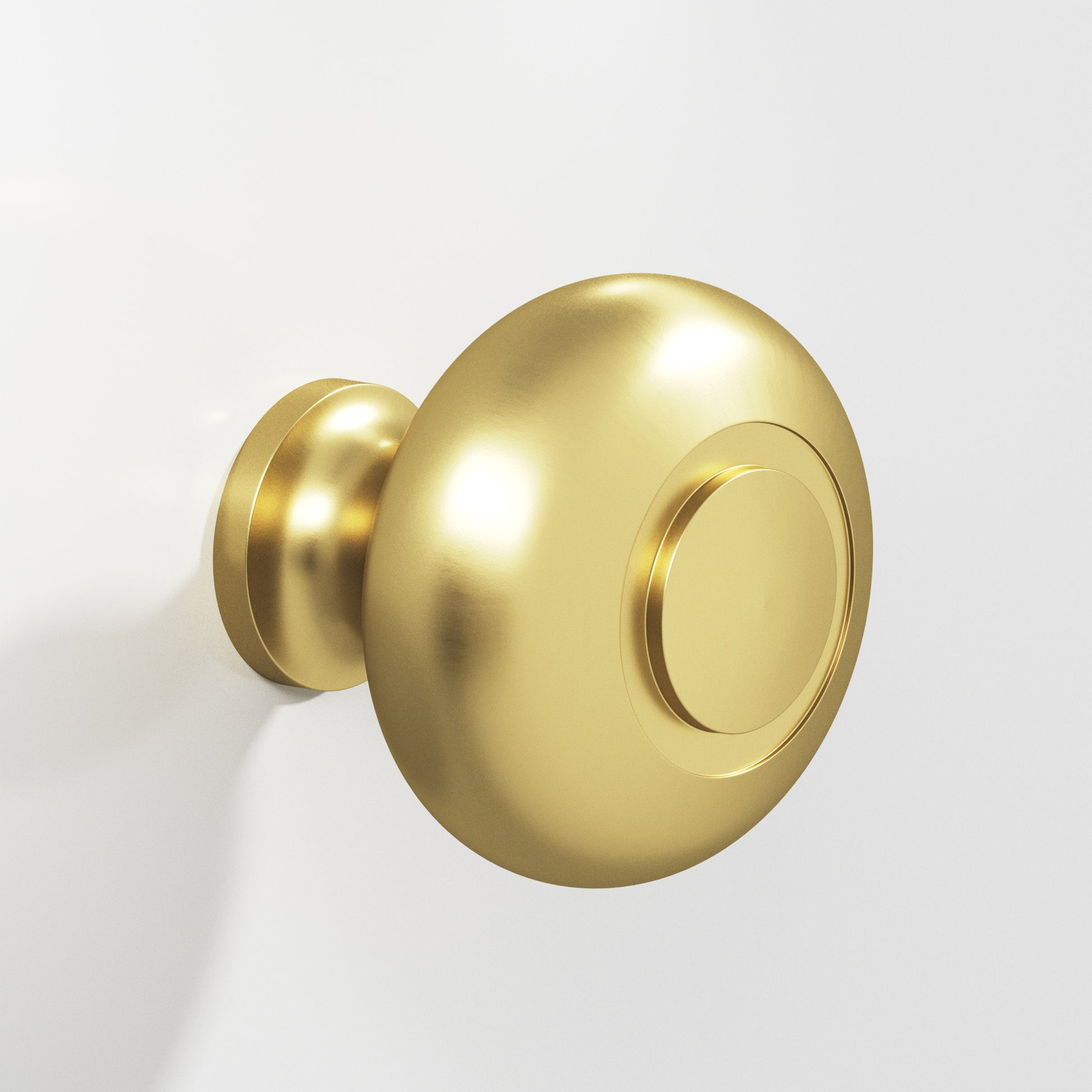 Colonial Bronze Series 1920 1.25" Round Grooved Cabinet Knob Back-To-Back Shower Kit Matte Satin Brass / 1.25"