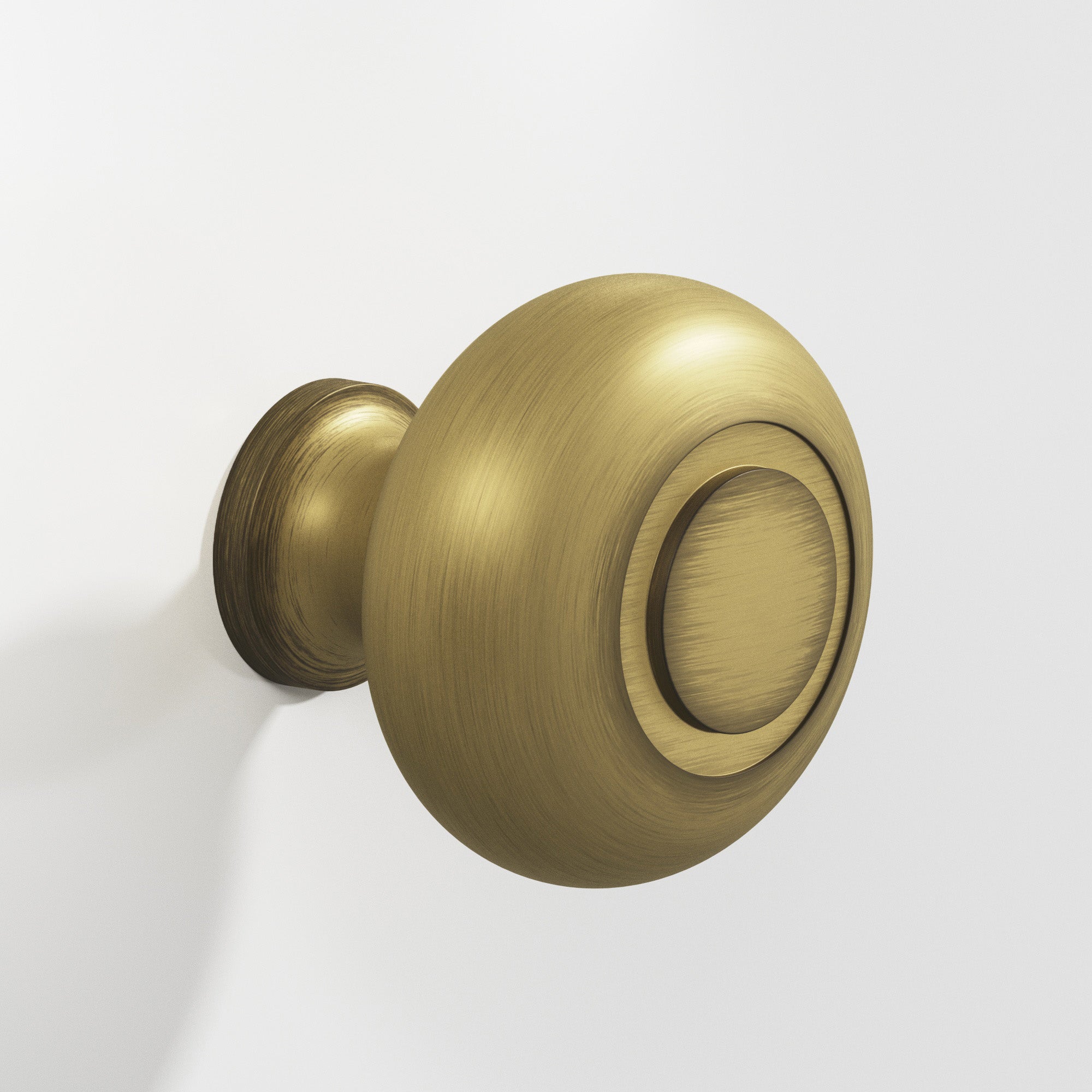 Colonial Bronze Series 1930 1.5" Round Grooved Cabinet Knob Back-To-Back Shower Kit Matte Antique Satin Brass / 1.5"