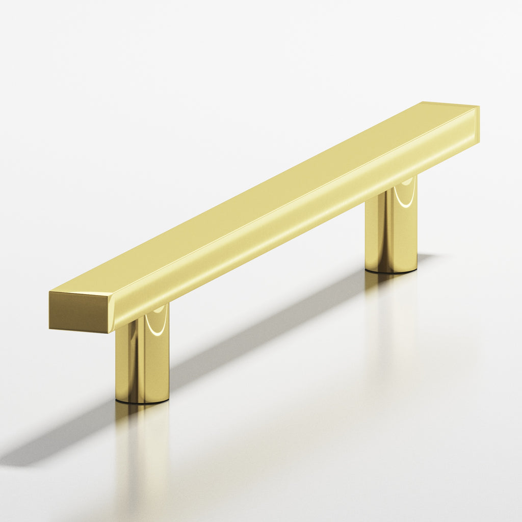 Colonial Bronze Series 254 8" Rectangular Cabinet Pull With Straight Posts Polished Brass / 8"
