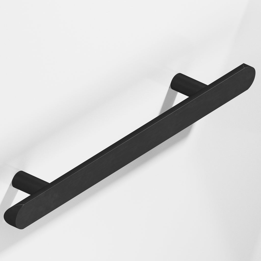 Colonial Bronze Series 256 8" Half-Round Cabinet Pull With Straight Posts And Rounded Ends Matte Satin Black / 8"