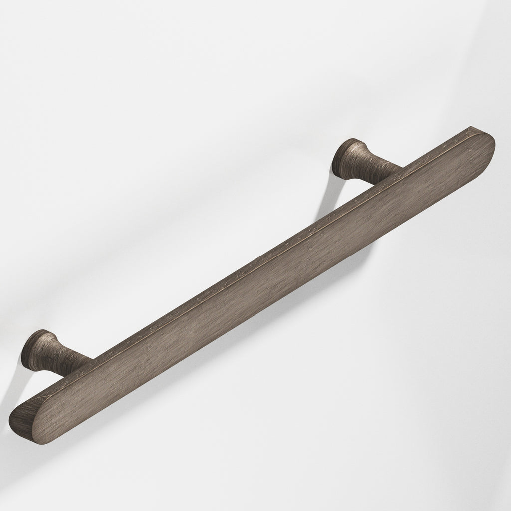 Colonial Bronze Series 259 8" Half-Round Cabinet Pull With Flared Posts And Rounded Ends Distressed Pewter / 8"