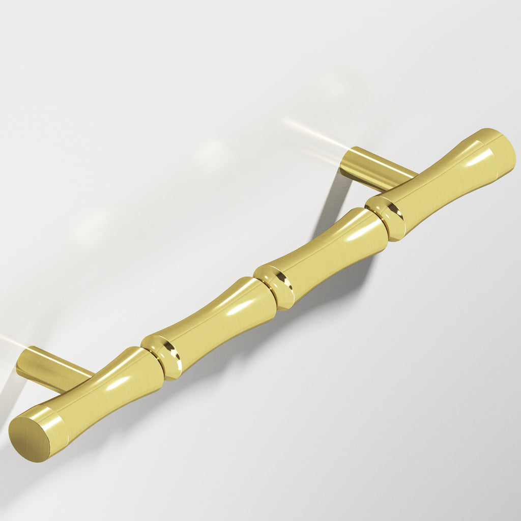 Colonial Bronze Series 260 4.5" Bamboo Cabinet Pull With Straight Posts Unlacquered Polished Brass / 4.5"