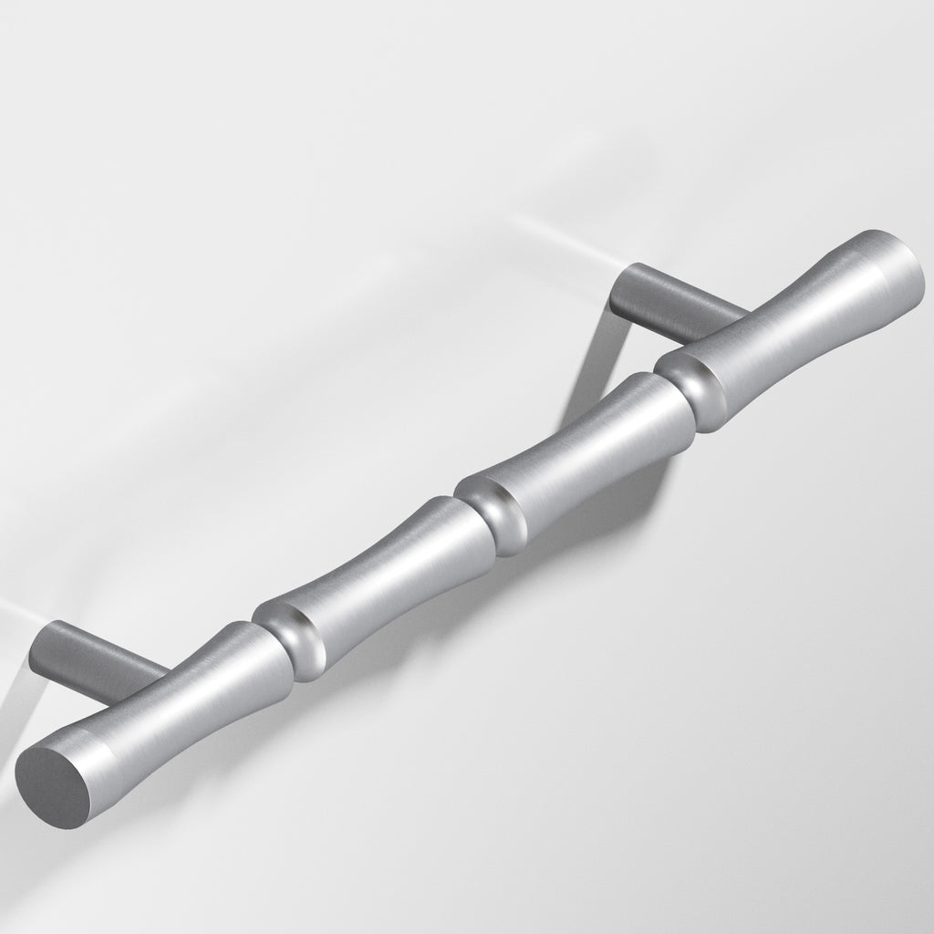 Colonial Bronze Series 260 4.5" Bamboo Cabinet Pull With Straight Posts Matte Satin Chrome / 4.5"