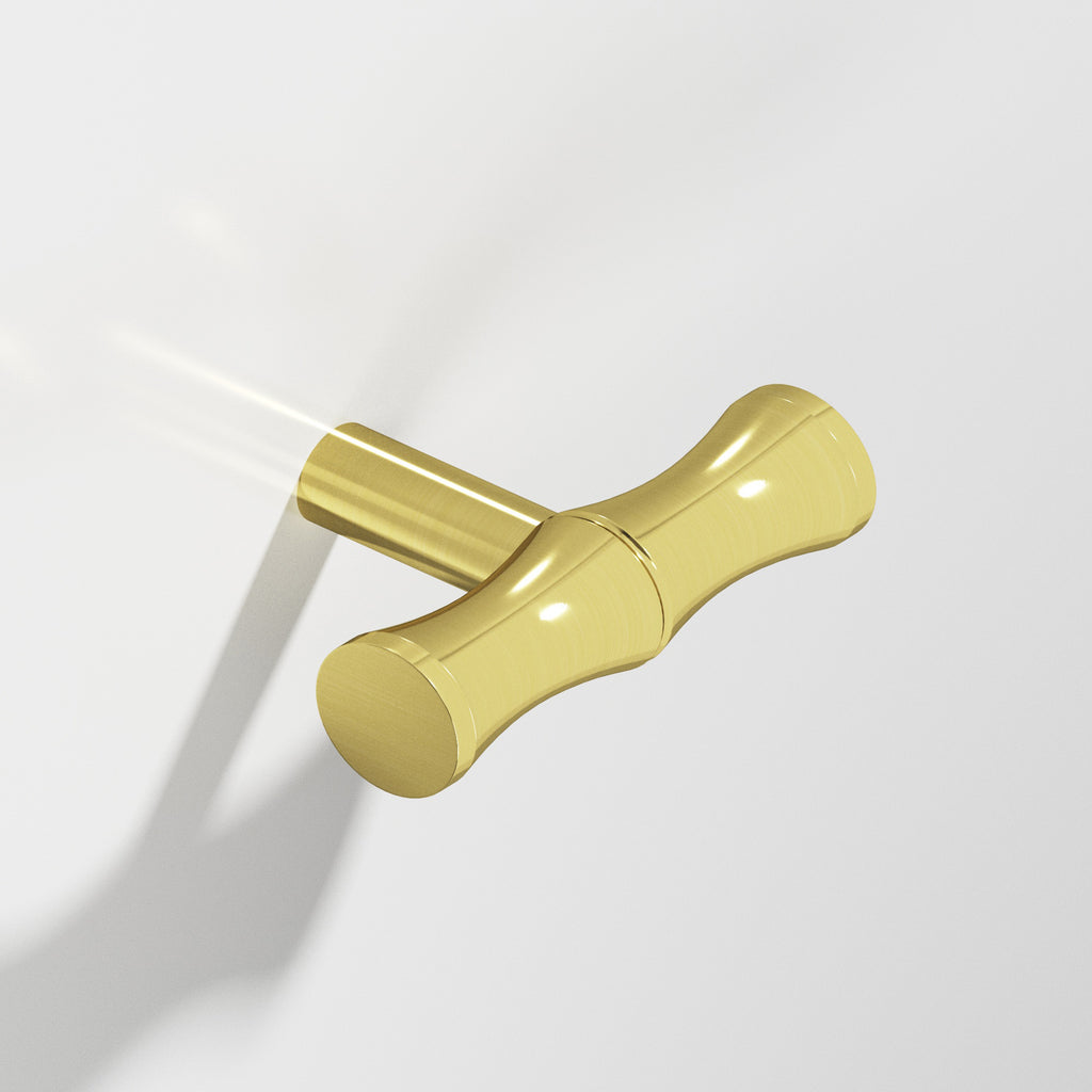 Colonial Bronze Series 263 1.75" Bamboo T-Cabinet Knob With Straight Post Unlacquered Polished Brass / 1.75"
