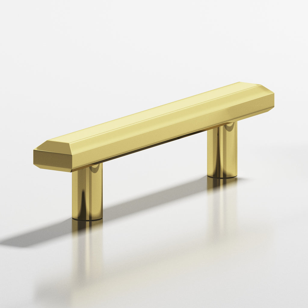 Colonial Bronze Series 270 8" Rectangular Beveled Cabinet Pull With Straight Posts Polished Brass / 8"