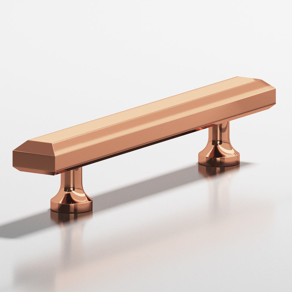 Colonial Bronze Series 272 8" Rectangular Beveled Cabinet Pull With Flared Posts Polished Copper / 8"
