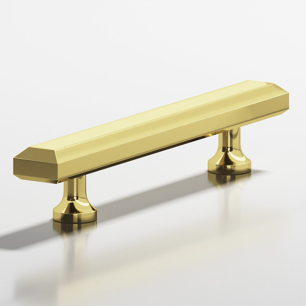 Colonial Bronze Series 273 6" Rectangular Beveled Cabinet Pull With Flared Posts Polished Brass / 6"
