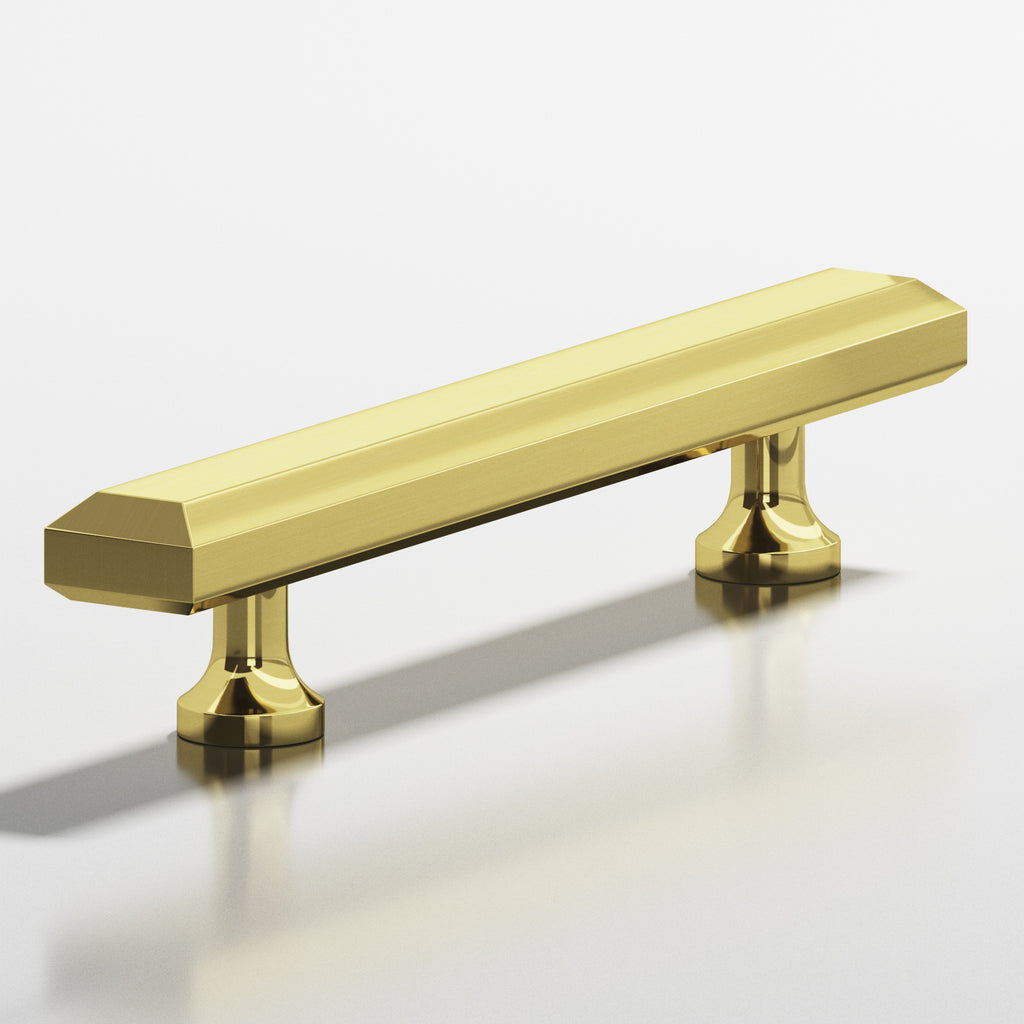 Colonial Bronze Series 273 6" Rectangular Beveled Cabinet Pull With Flared Posts Unlacquered Polished Brass / 6"