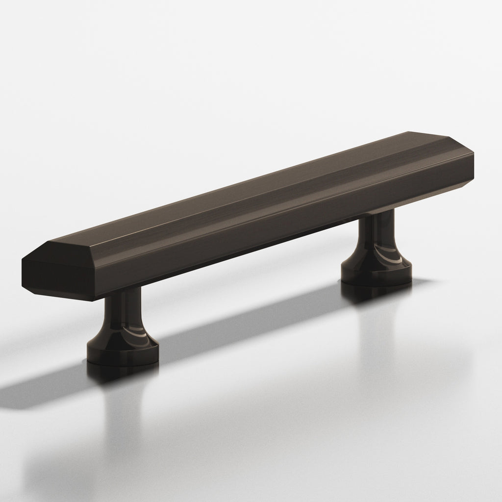 Colonial Bronze Series 272 4" Rectangular Beveled Cabinet Pull With Flared Posts Dark Statuary Bronze / 4"