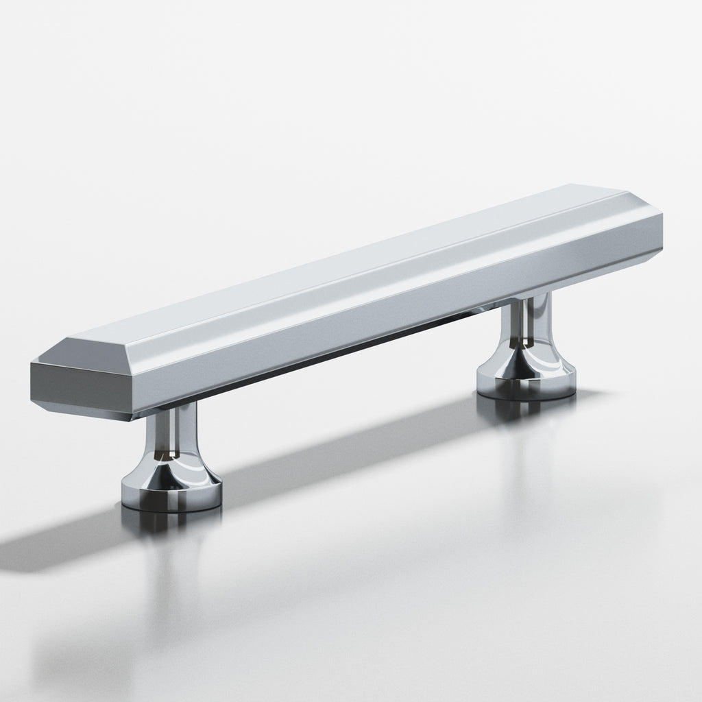 Colonial Bronze Series 273 6" Rectangular Beveled Cabinet Pull With Flared Posts Polished Chrome / 6"